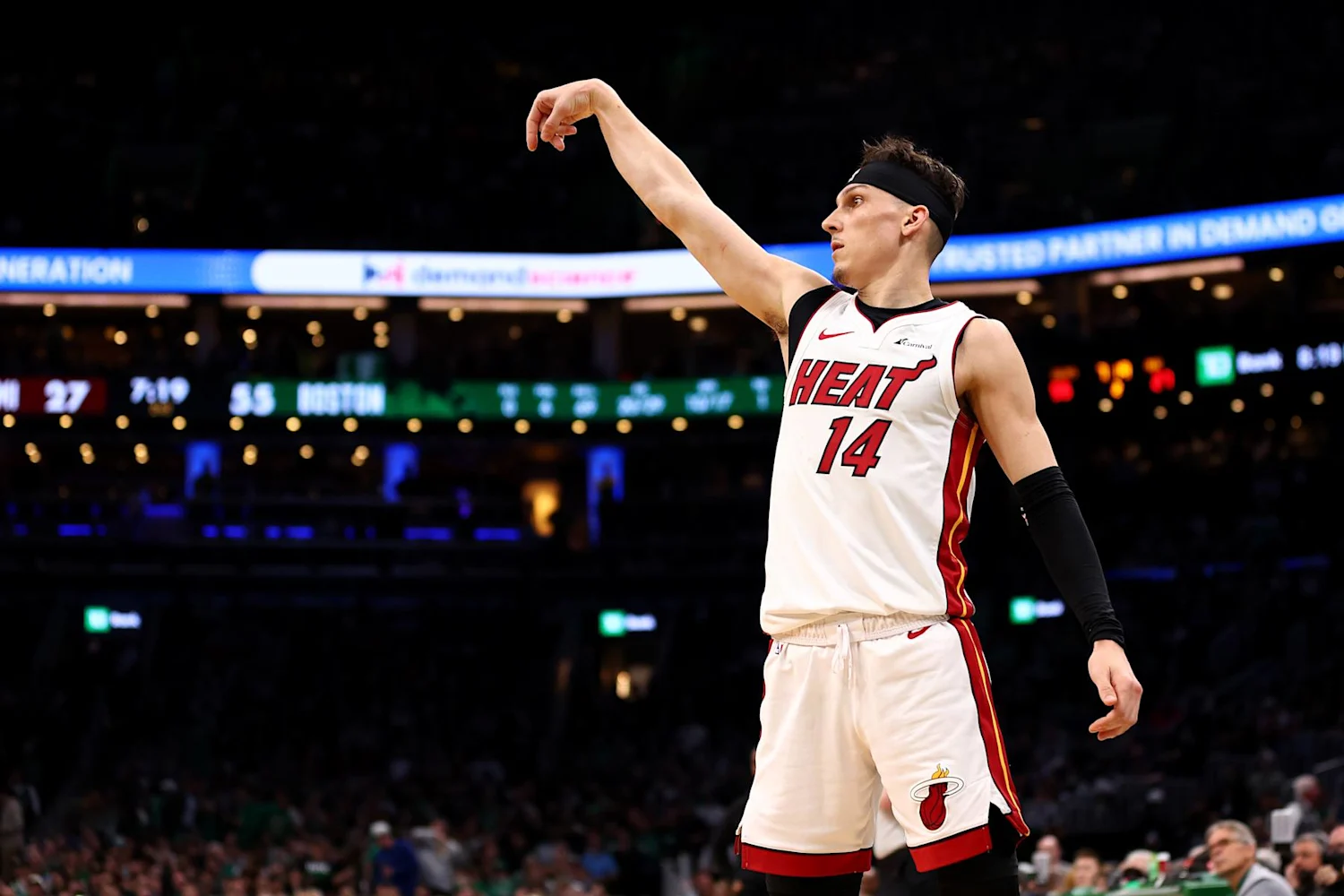 NBA Game Turns Wild: Tyler Herro Reacts to Unexpected Fight in Crowd During Miami Heat's Preseason Victory