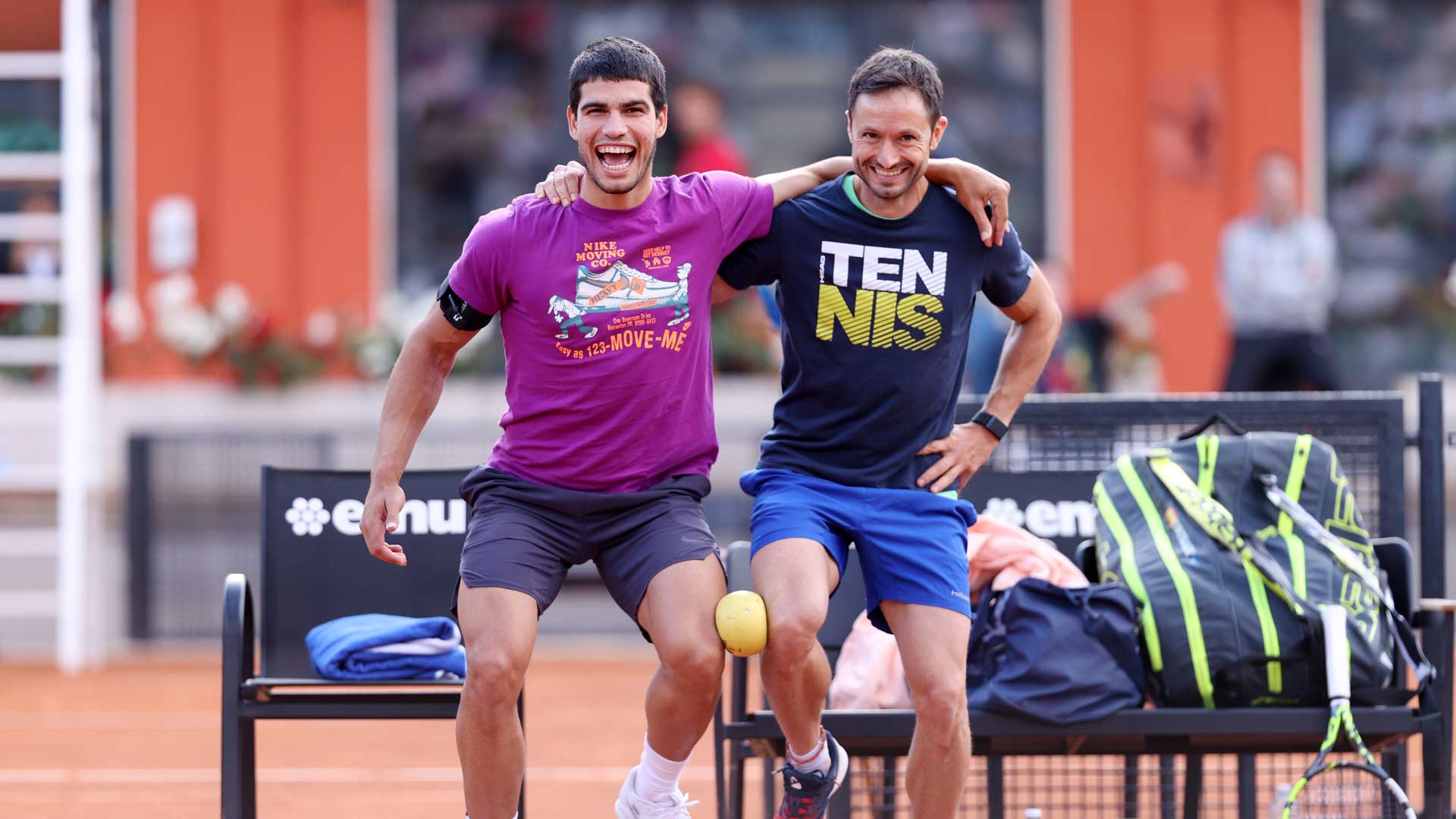 Watch Carlos Alcaraz and Coach Juan Carlos Ferrero Share a Fun Moment at Shanghai Masters