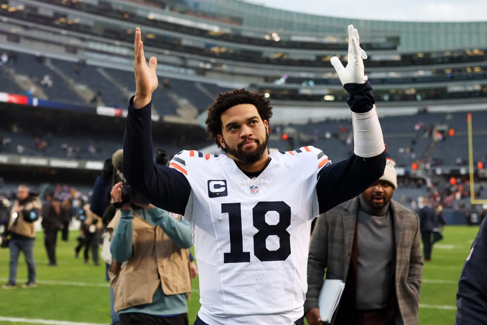 Chicago Bears Quarterback Caleb Williams Reacts to Fan Boos After Tenth Loss at Soldier Field-