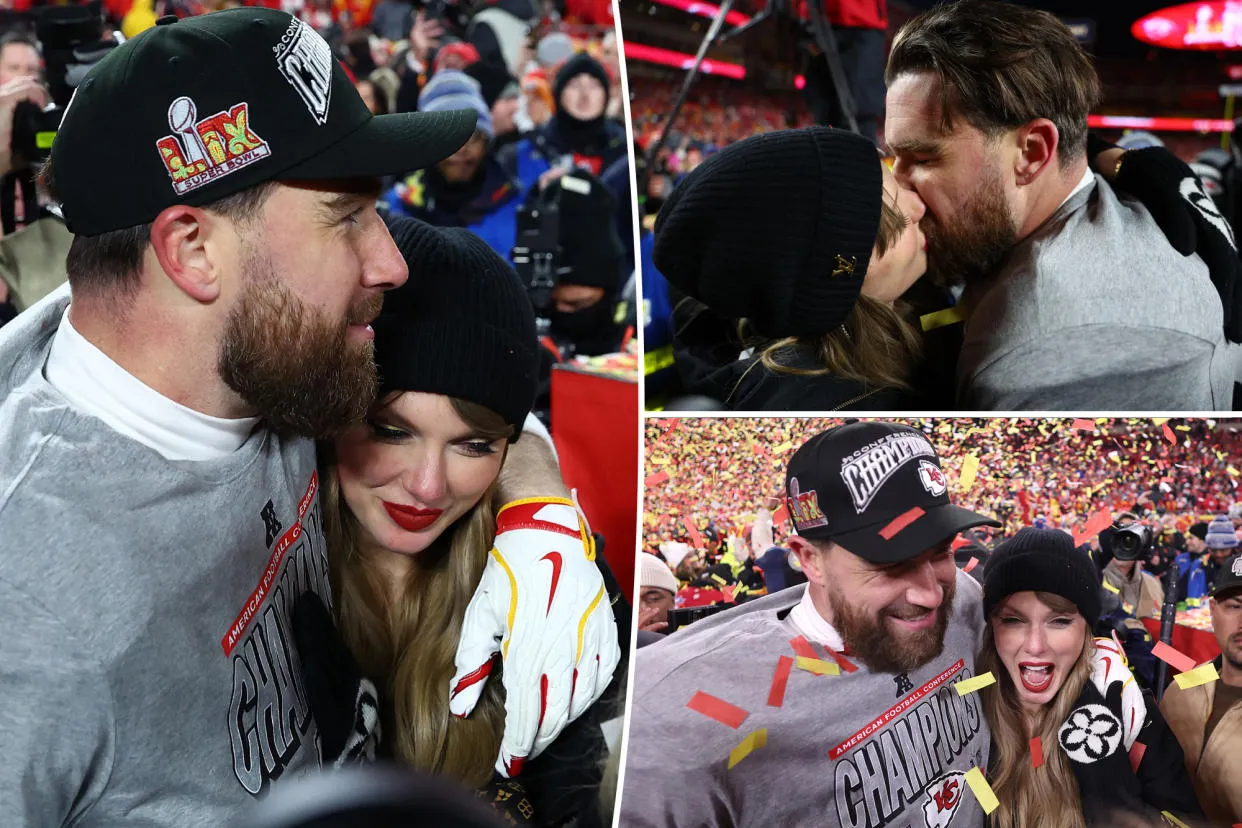 "Taylor Swift and Travis Kelce Steal the Spotlight with Passionate On-Field Kiss After Chiefs Secure Super Bowl Spot"