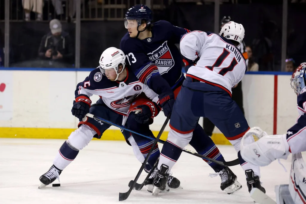 New York Rangers Struggle with Costly Defensive Mistakes in 7-3 Loss to Blue Jackets as Playoff Race Heats Up